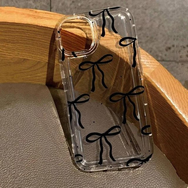 Transparente Handyhülle mit rosa Herz und Schleife für Apple iPhone Modelle, stoßfest und weich - Bild 1