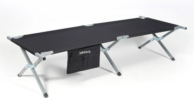 24MOVE® Campingbett Feldbett klappbar in Schwarz, B/T/H: 190 x 63 x 42 cm, belastbar bis 180 kg - Bild 1