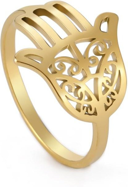 Ring Edelstahl, Gold, Damen, Hamsa Fatimas Hand - Bild 1