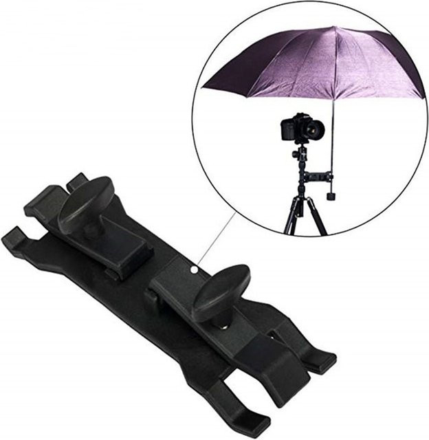 Universelle Kamera-SLR-Regenschirmhalterung als Clip-Ständer für Fotografie-Stative in Schwarz - Bild 1