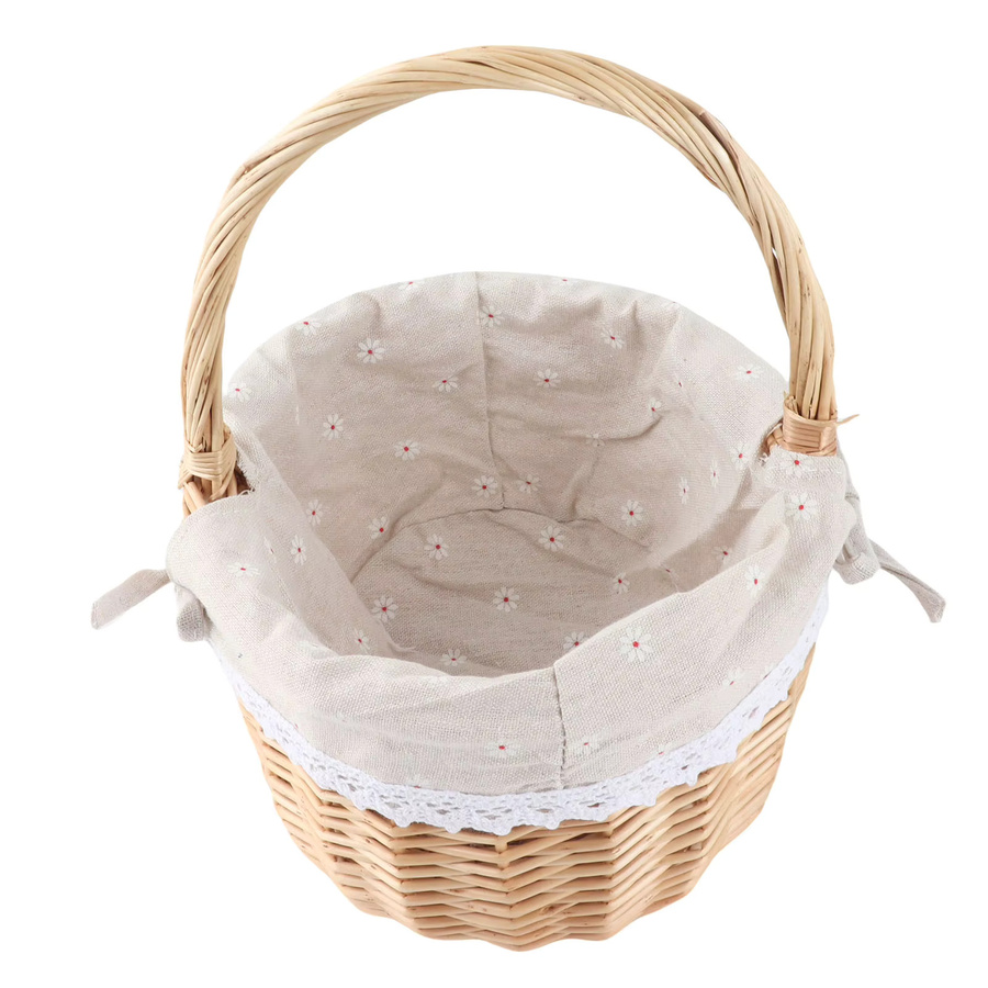 Aramox Rattan-Aufbewahrungskorb in Beige, handgefertigter ovaler Picknickkorb für drinnen und draußen, B/T/H: 28 x 26 x 20 cm - Bild 2