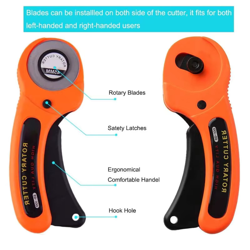 Ergonomischer Rotary Stoff Cutter 45mm in Orange für Nähen, Quilten und DIY-Projekte - Bild 2