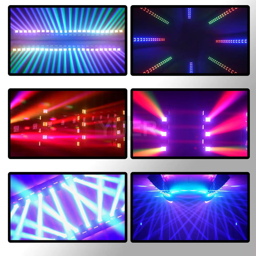 Yuer 6-Kopf Doppelseitige LED-Beam-Schwenklichtanlage mit RGBW+WA LED-Ring in Schwarz - Bild 3
