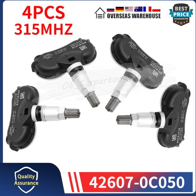GANGLE Reifendruck Monitor Sensor Set 4er Pack Schwarz für Toyota Tundra Sienna Sequoia 315MHz TPMS 42607-0C050 42607-08010 - Bild 1