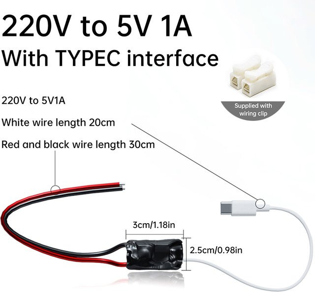Aideepen USB Typ-C Netzteil für Wireless Video Kamera und WiFi Überwachung, 220V bis 5V 1A/2A Adapter - Bild 1