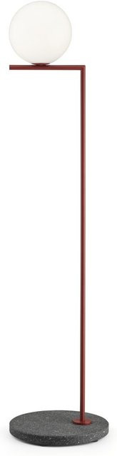 Flos IC Outdoor Stehleuchte in Rot mit Marmorfuß und Opalglas, dimmbar und mit E14 LED-Leuchtmittel - Bild 1