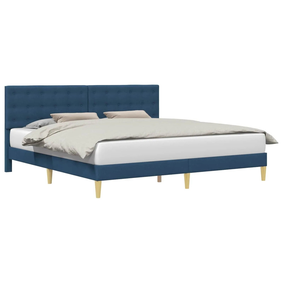 vidaXL Bettrahmen mit Kopfteil in Blau aus Stoff mit minimalistischem Design B/T/H: 200 x 200 x 280 cm - Bild 2