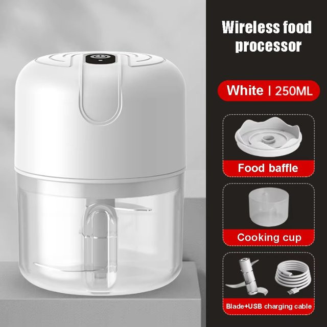 XIADYINJIA Mini Elektrischer Zerkleinerer in Grün mit 250 ml Fassungsvermögen für Knoblauch, Zwiebeln, Ingwer und Chili - Bild 1