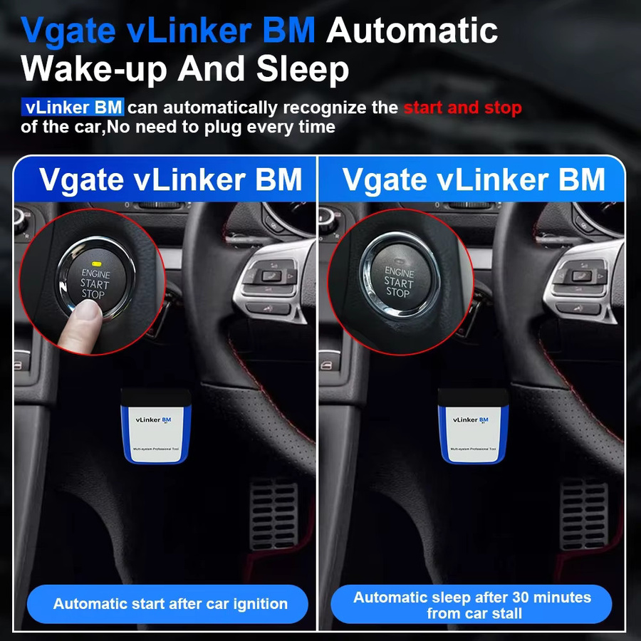 Vgate VLinker BM+ OBD2 Auto-Diagnosegerät mit WiFi und Bluetooth 4.0 für BMW und Bimmercode - Bild 4