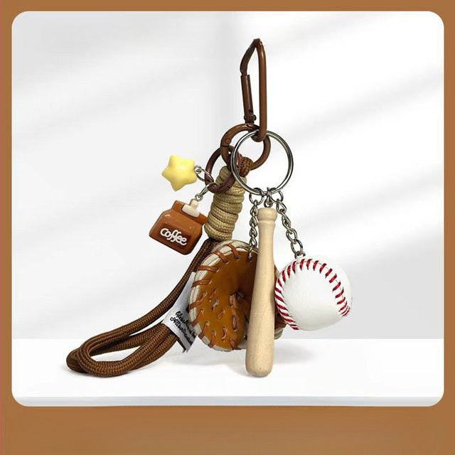 Schlüsselanhänger Kaffeetasse, Baseball, gewebtes Kletterseil, Unisex - Bild 1