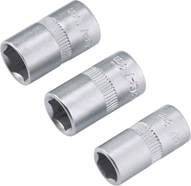 LUX-TOOLS Steckschlüssel Set 3-teilig 8-10 mm aus Chrom-Vanadium in Silber - Bild 1