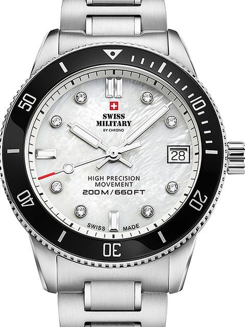 Swiss Military Diver Damenuhr, Quarz, Edelstahl, 37 mm, 20 ATM - Bild 1