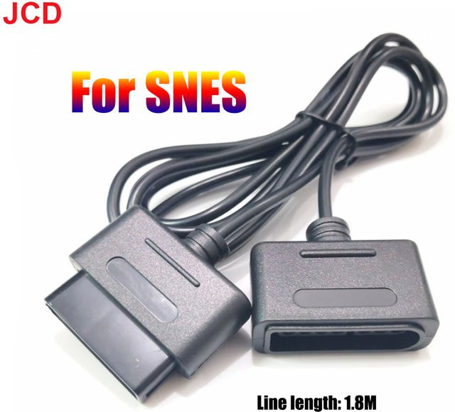 JCD Game Controller Verlängerungskabel für SNES und Super SNES Controller, Schwarz, Länge: 1,8 m - Bild 1