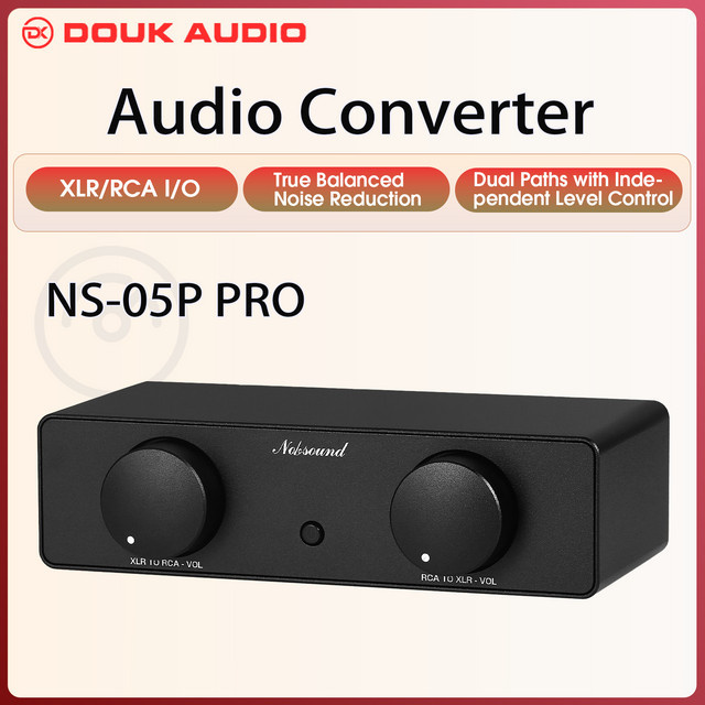 Nobsound NS-05 PRO HiFi XLR zu RCA Audiokonverter, bidirektionaler Adapter-Vorverstärker mit Lautstärkeregelung, Schwarz - Bild 1