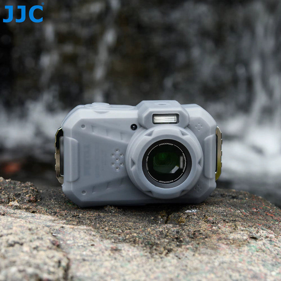 JJC Kamera-Silikonjacke für Pentax WG-1000 in Grau, kratzfeste und weiche Silikonhülle mit zusätzlichem Schutz und Griff - Bild 3