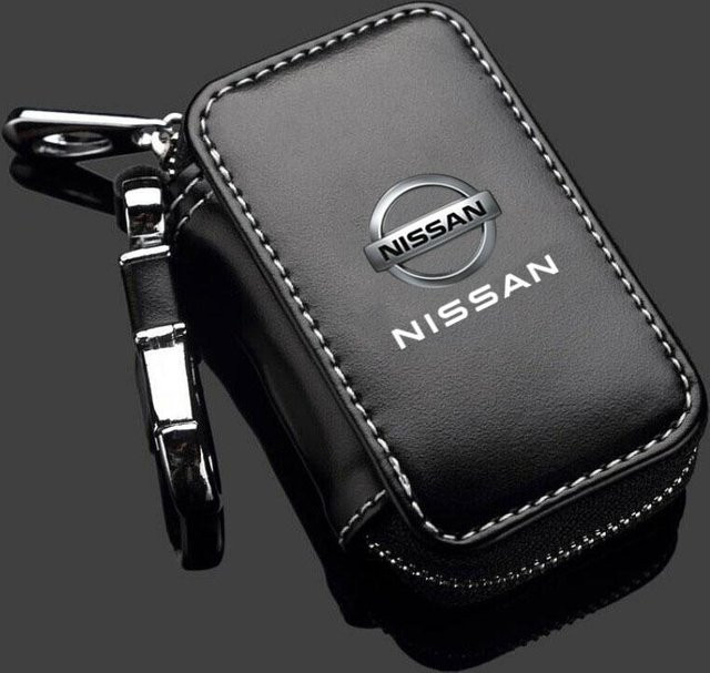 Leder Autoschlüsselhülle Vollabdeckung für Nissan X-Trail Qashqai Juke Leaf Micra NOTE Patrol Pulsar NISMO in Grau - Bild 1