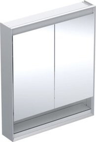 Geberit Spiegelschrank One mit 2 Türen, Weiß, B/H/T: 75 x 90 x 15 cm, mit LED-Beleuchtung, Sensor-Schalter und Steckdose für dein Badezimmer - Bild 1