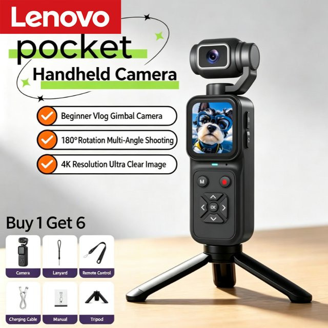 Lenovo Action Camera mit 4K HD Bewegungsstabilisierung und 32GB Speicher in Weiß - Bild 1