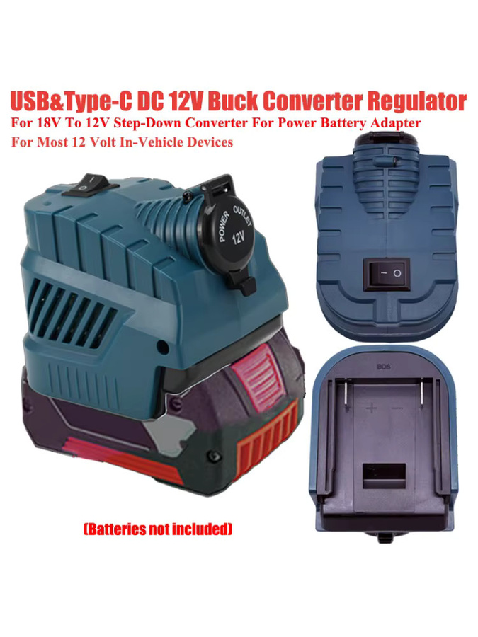 HAKSINKY DC 12V Konverter Regler für Bosch GBA 18V Li-Ion Akku, 240W Netzteil mit Zigarettenanzünder für Fahrzeug und Kühlschrank - Bild 4