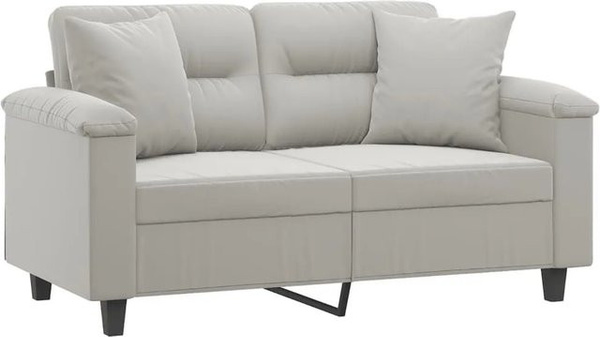 vidaXL 2-Sitzer-Sofa in Hellgrau mit Kissen aus Mikrofasergewebe und Metallrahmen