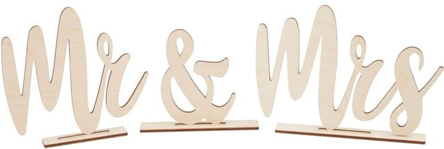 Rayher Holz-Schriftzug Mr & Mrs in Beige aus Sperrholz für Hochzeit und Verlobungsfeier - Bild 1
