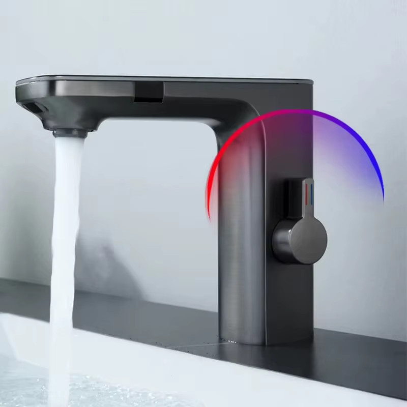 Wanmivezlo Berührungsloser Waschbecken-Wasserhahn mit Infrarot-Bewegungssensor, Einhand-Mischbatterie für Warm- und Kaltwasser, Einloch-Armatur zur Deckmontage in Chrom/Silber - Bild 2