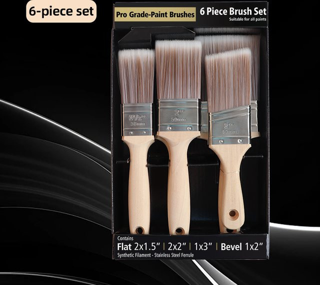 WMF 6-teiliges professionelles Pinselset mit Kunststofffaserborsten und Holzgriff in Grau und Multicolour - Bild 1