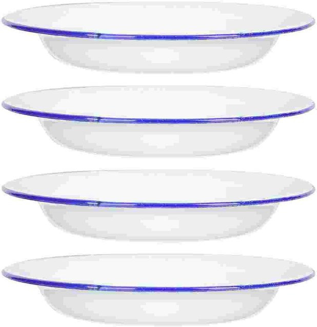 4er-Set Emaille-Teller als Mehrzweckschale und Sashimi-Gericht in Weiß im Retro-Design von Binchi Outdoor Product - Bild 1