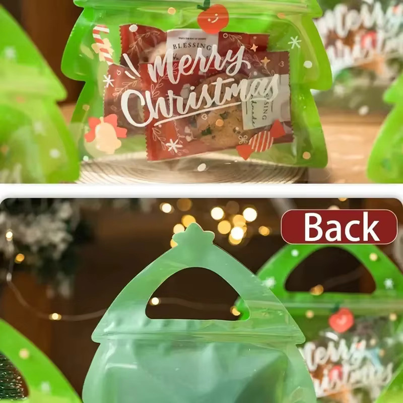 200 Stück Weihnachts Geschenkbeutel in Hirsch-Form für Süßigkeiten und Kekse, Grün - Bild 3