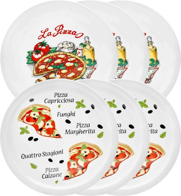 Van Well Pizzateller Napoli & Margherita aus Keramik, Weiß, 6er Set, Durchmesser: 30,5 cm - Bild 1