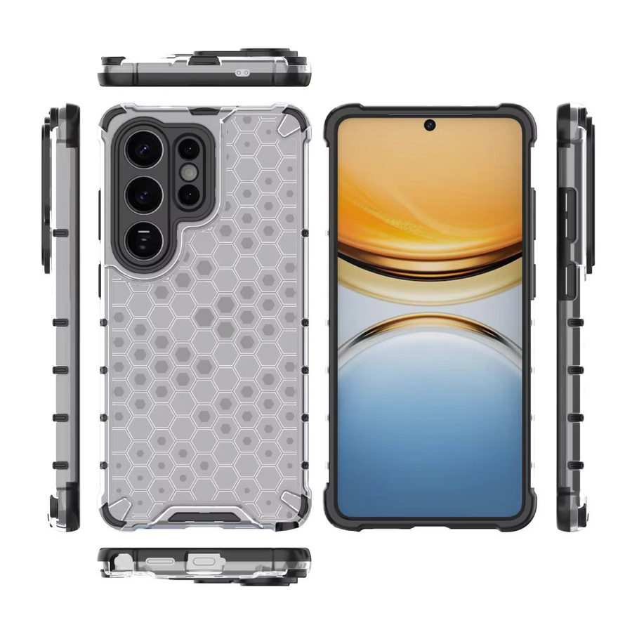 Stoßfeste Schutzhülle mit Wabenmuster für Samsung Galaxy S26 Ultra, S25, S24, S23 und S22 Plus in Transparent und Grün - Bild 2