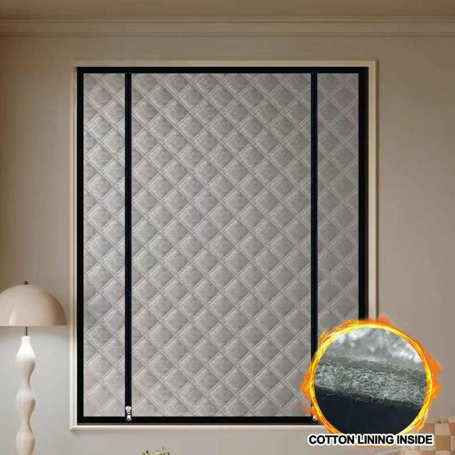 Winddichte und thermoisolierende Vorhänge mit Baumwollpolsterung für das Schlafzimmer, verdunkelnd und modern, Schwarz - Bild 1