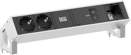 Bachmann DESK2 Steckdosenleiste mit 2x CEE7/3 und 1x USB-C in Schwarz und Silber - Bild 1