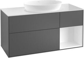 V&B Waschtischunterschrank Finion mit Wandbeleuchtung, Grau lackiert, Breite: 120 cm, Tiefe: 50,1 cm, Höhe: 50,1 cm - Bild 1