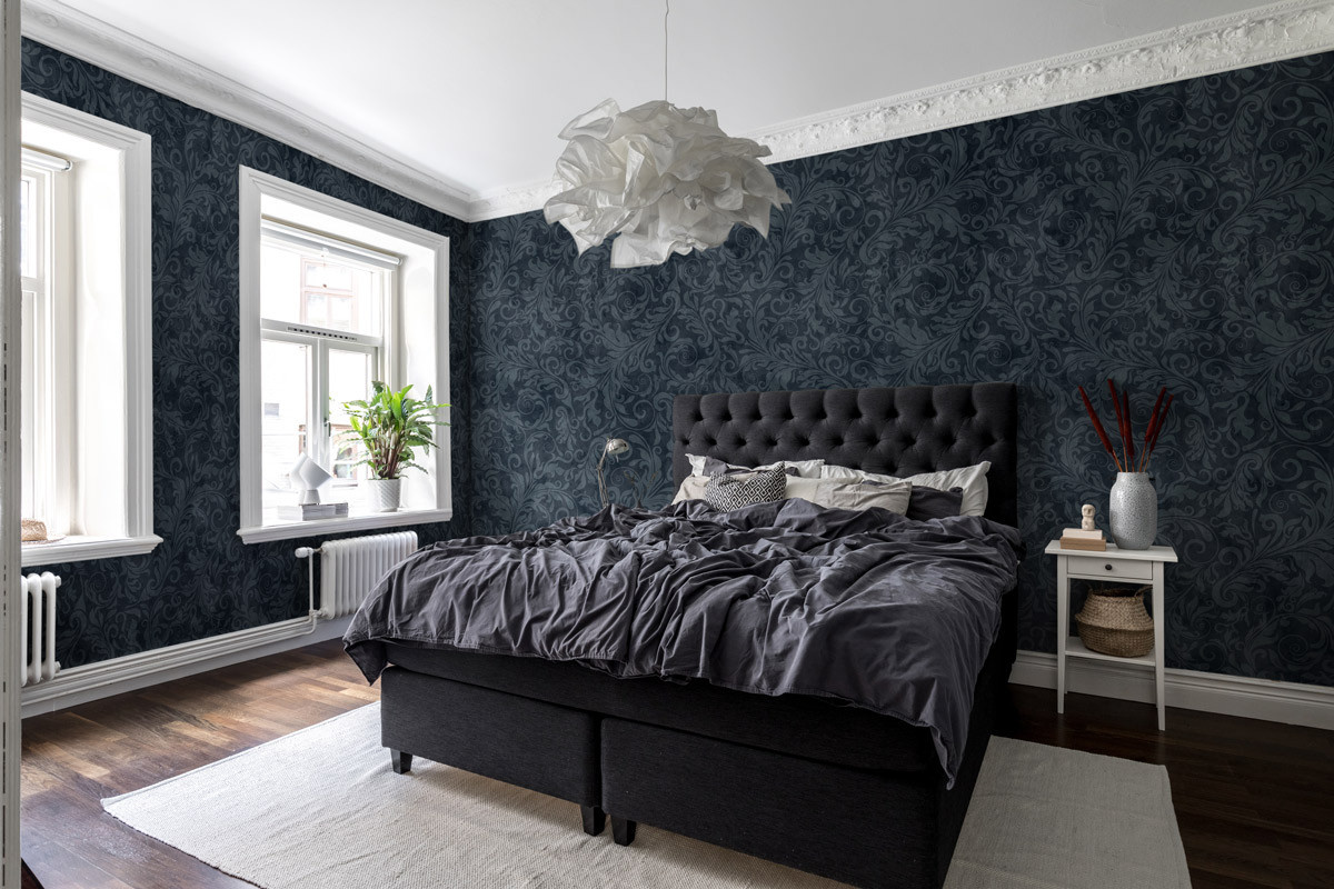 Rebel Walls Mural Twining Vines Wandtattoo in Blau im Art Nouveau Design mit botanischem Floral-Motiv aus Vlies - Bild 1