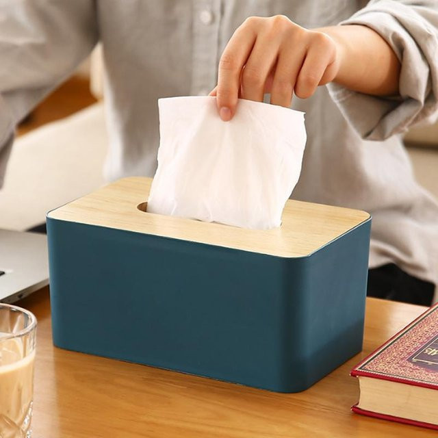 Multifunktionale Desktop Taschentuchbox von Bestbags für Wohnzimmer und Esszimmer in Weiß oder Blau - Bild 1