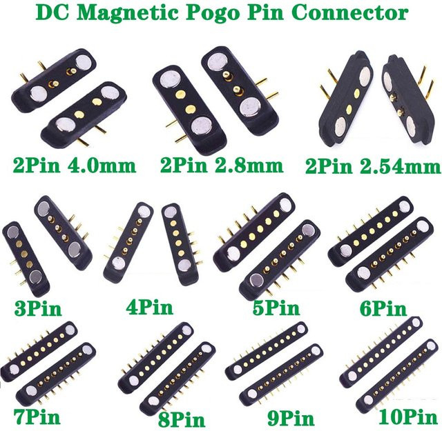 LAJQTAO Magnetischer Pogo-Pin-Stecker als DC-Magnetstecker in Schwarz, männlich und weiblich, mit verschiedenen Pin-Anzahl-Optionen und Abständen von 2,54 mm, 2,8 mm oder 4,0 mm - Bild 1