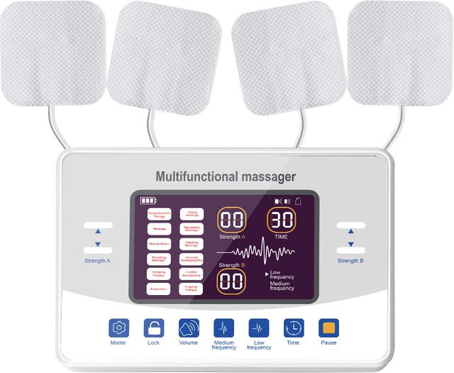 SANPKON 12-Modus Niederfrequenz-Massagegerät mit TENS und EMS Muskelstimulator in Weiß - Bild 1