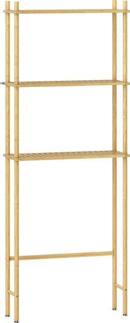 HOMCOM Toilettenregal aus Bambus mit 3 Ebenen und Umkippschutz, platzsparendes Badezimmerregal im Landhausstil, Farbe: Braun - Bild 1