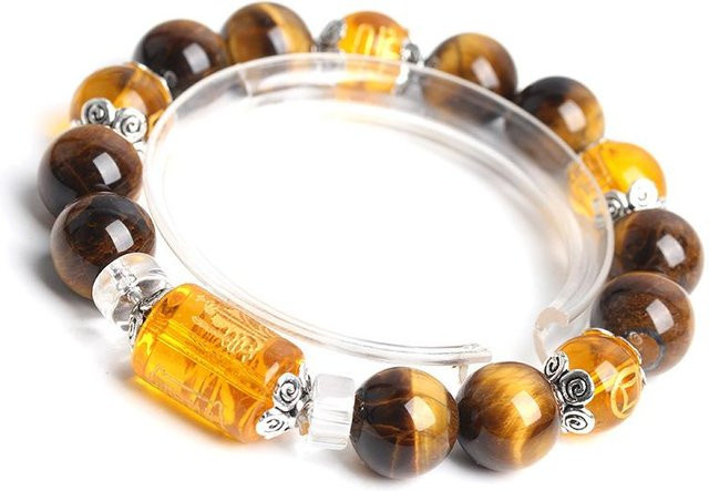 Wucifang Jewelry Armband, Tigeraugen Steinperlen, Eisenlegierung, gray, Unisex - Bild 1