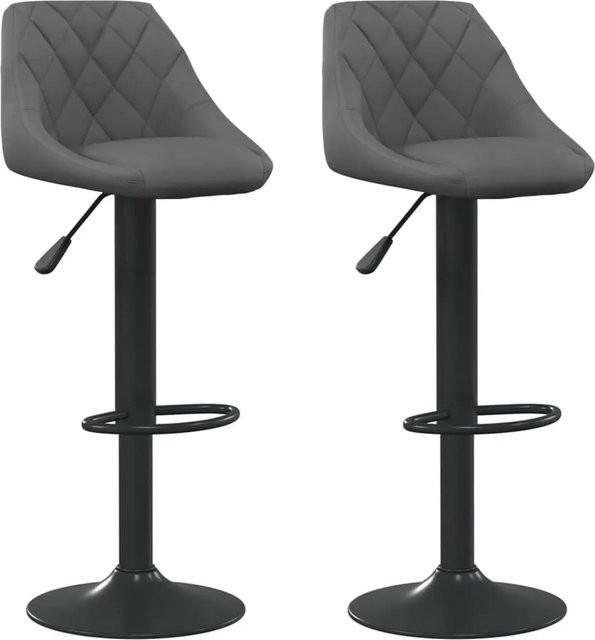 DELUKE Barhocker DUKE 2er Set, höhenverstellbare Barstühle aus Samt in Dunkelgrau, drehbar mit Stahlgestell - Bild 1