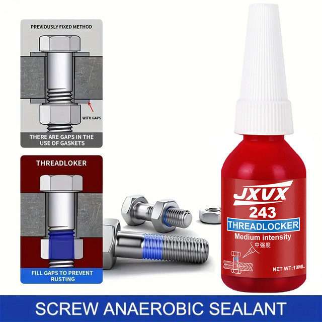 LOOLIFL 243 Gewindesicherungsklebstoff Rot, 15 ml, hochtemperaturbeständiger anaerober Klebstoff für Automobil- und Maschinenbau - Bild 1