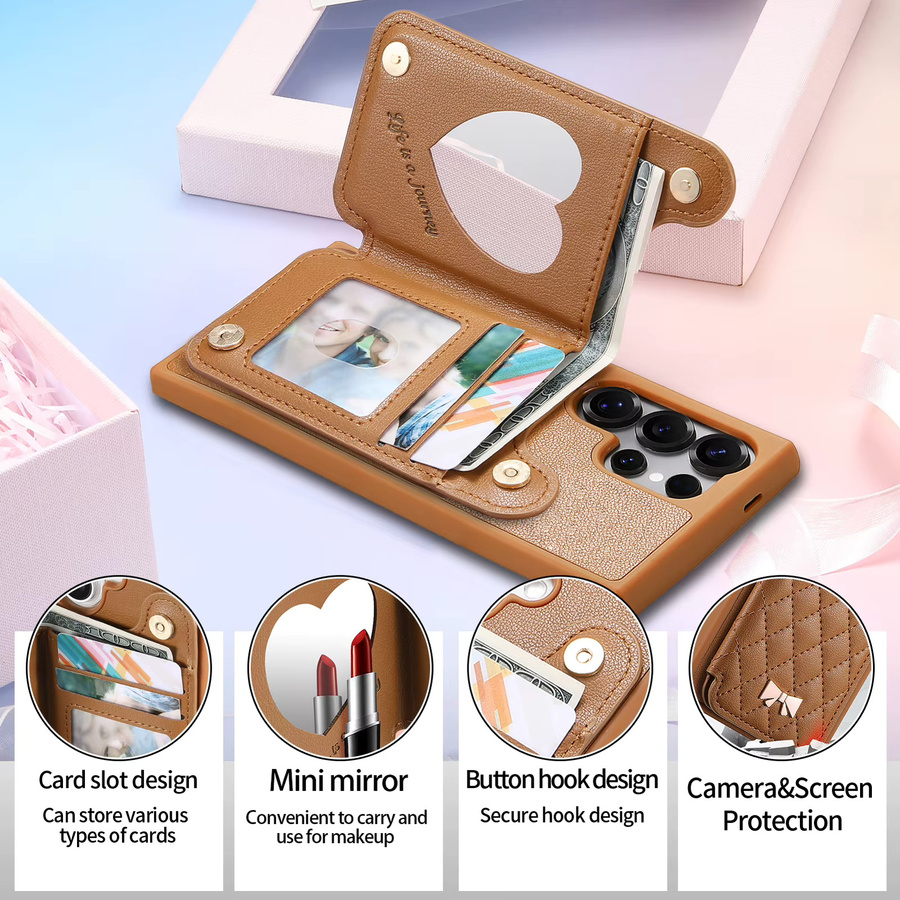 Leder-Handyhülle mit Kartensteckplatz und Flip-Funktion für Samsung Galaxy S25 Edge Ultra, S24 Plus, A56, A55, A54, A36, A35, A06, A15, A16, A25 5G in Braun - Bild 6