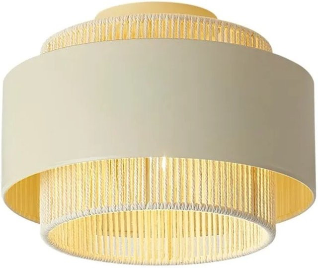 QAZQA Moderne Deckenleuchte Kora in Beige und Gold mit Seil und Stoffschirm - Bild 1