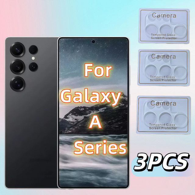 3er-Set gehärtetes Glas für Samsung Galaxy A35 5G, A34 5G, A53 5G, A54 5G und A55 5G als Kameraschutz-Folie, transparent - Bild 1
