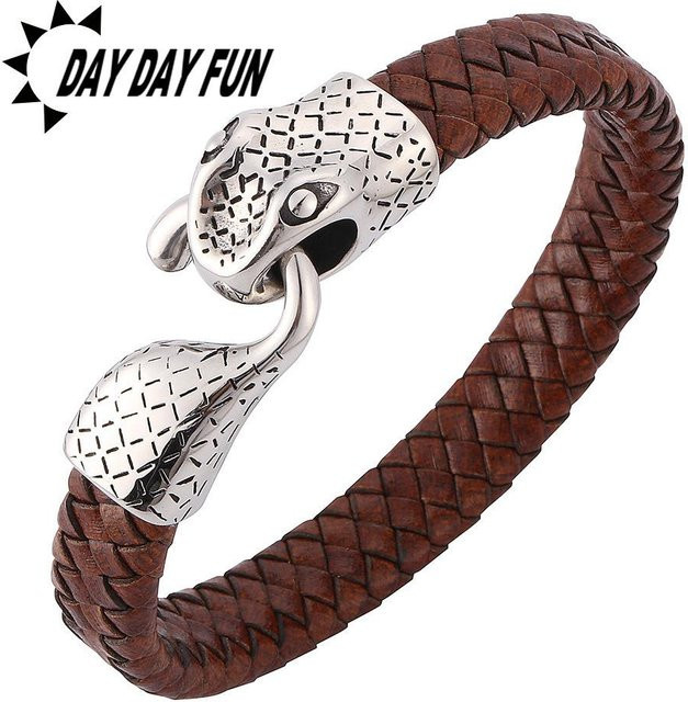Global Finds Armband, Edelstahl, Leder, Weiß, Unisex - Bild 1