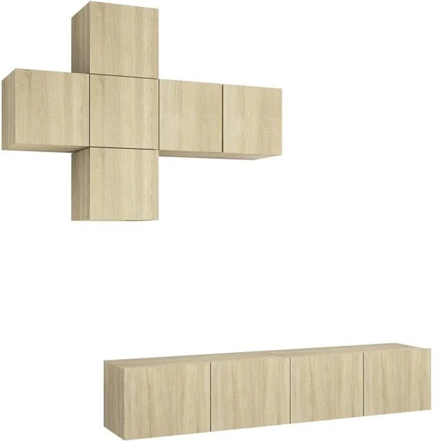 vidaXL 7-teiliges TV-Schrank-Set modern in Sonoma-Eiche, Wandmontage für dein Wohnzimmer, B/T/H: 4 x 30,5 x 30 x 30 cm, 1 x 60 x 30 x 30 cm, 2 x 80 x 30 x 30 cm - Bild 1