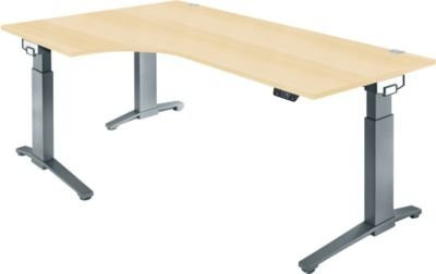 Schäfer Shop Genius Schreibtisch ERGOSTYLE S elektrisch höhenverstellbar mit C-Fuß und Memory Master, Ahorn/Anthrazit, B: 200 cm, T: 80 cm, H: 71,5 - 118,2 cm - Bild 1