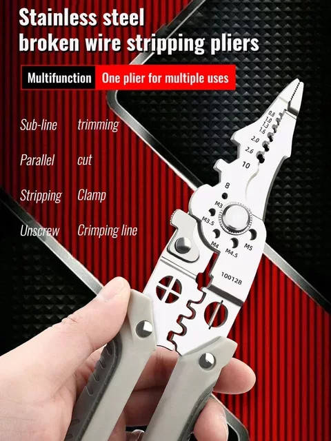 Multifunktionale automatische Abisolierzange von DUTRIEUX mit Crimper und Kabelcutter in Silber - Bild 1