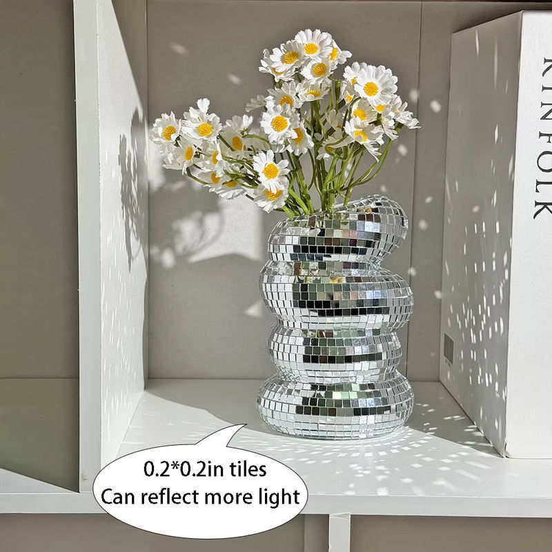 FngJiuyer Discokugel-Spiralvase aus Glas in Silber für Schnittblumen und Dekoration - Bild 4
